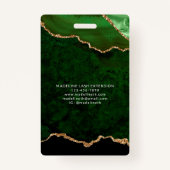 Green Agate Marble Business Logo Bedrijf ID Badge (Achterkant)