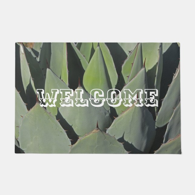 Green Agave Leaves Botanical Photo Southwest Deurmat (Voorkant)