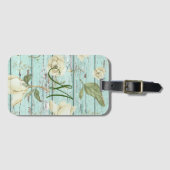 Green Aged Wood Monogram met Magnolias Bagagelabel (Voorkant (horizontaal))