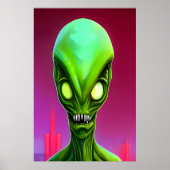 Green Alien | AI Art Poster (Voorkant)