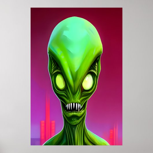 Green Alien | AI Art Poster (Voorkant)