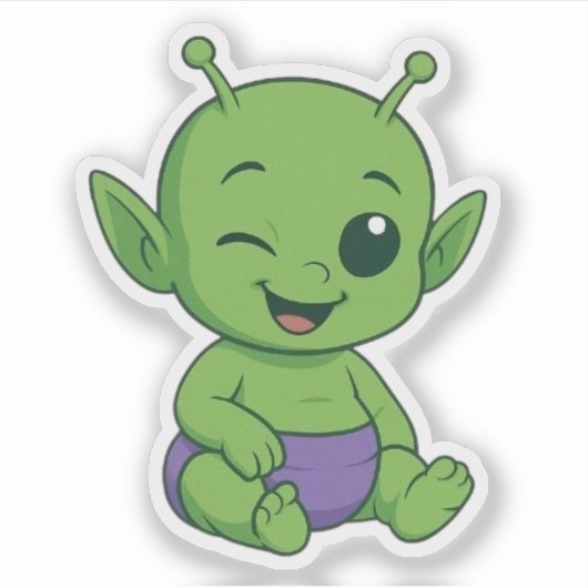 Green Alien Baby Sticker (Voorkant)