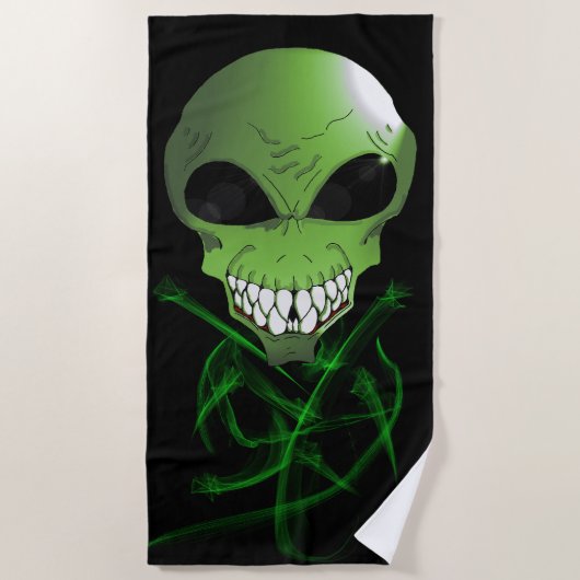 Green alien Beach Towel Strandlaken (Voorkant)