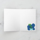 Green Alien Birthday Card Kaart (Binnen)
