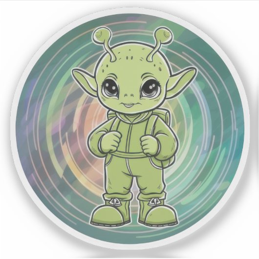 Green Alien Child Sticker (Voorkant)