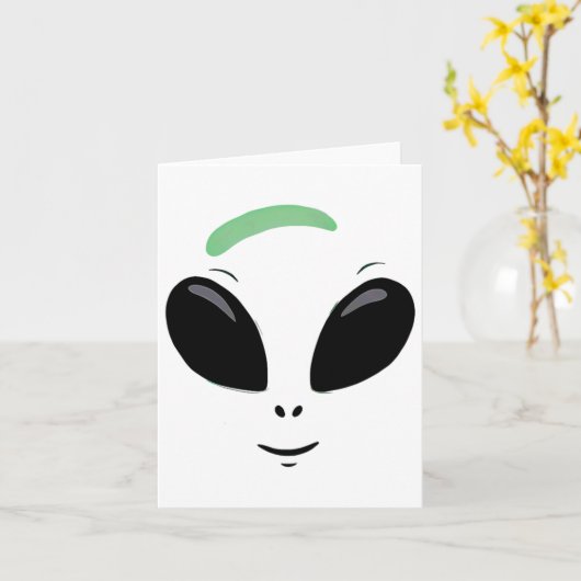 Green Alien Face Halloween kostuum Kaart (Gele Bloem)