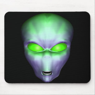 Green Alien Face Muismat
