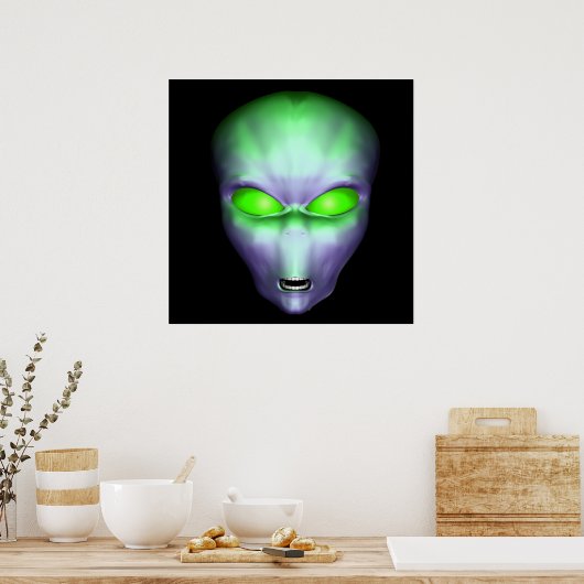 Green Alien Face Poster (Keuken)