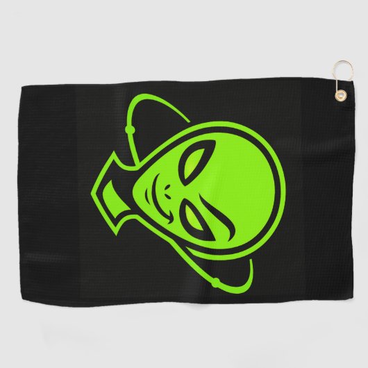 Green Alien Good Luck Golf Golfhanddoek (Horizontaal)