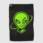 Green Alien Good Luck Golf Golfhanddoek (Voorkant)