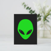 Green Alien Head Briefkaart (Staand voorkant)