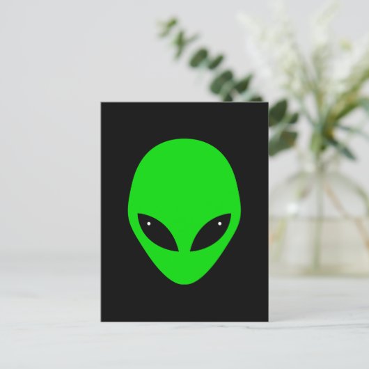 Green Alien Head Briefkaart (Staand voorkant)