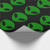 Green Alien Head Cadeaupapier (Hoek)