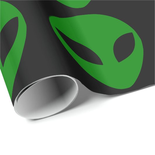 Green Alien Head Cadeaupapier (Rol Hoek)