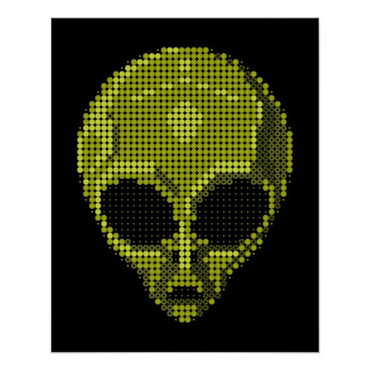 Green Alien Head Glossy Poster (Voorkant)