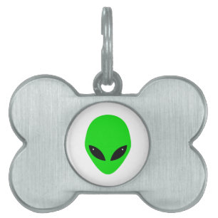 Green Alien Head Huisdieren Naamplaatje