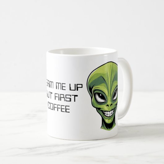 Green Alien Head Koffiemok (Voorkant rechts)