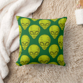 Green Alien Head Kussen