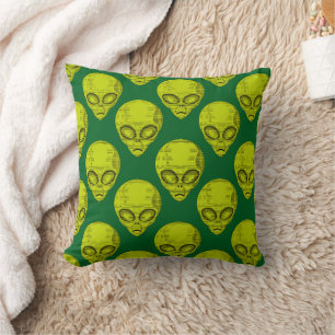 Green Alien Head Kussen