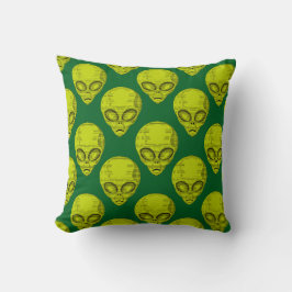Green Alien Head Kussen