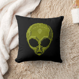 Green Alien Head Kussen