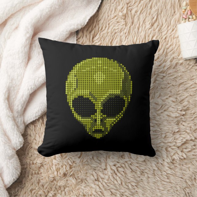 Green Alien Head Kussen (Deken)