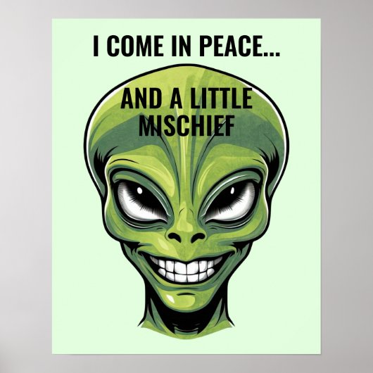 Green Alien Head Poster (Voorkant)