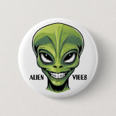 Green Alien Head Ronde Button 5,7 Cm (Voorkant)
