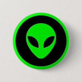 Green Alien Head Ronde Button 5,7 Cm