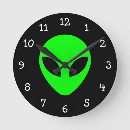 Green Alien Head Ronde Klok (Voorkant)