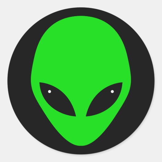 Green Alien Head Ronde Sticker (Voorkant)