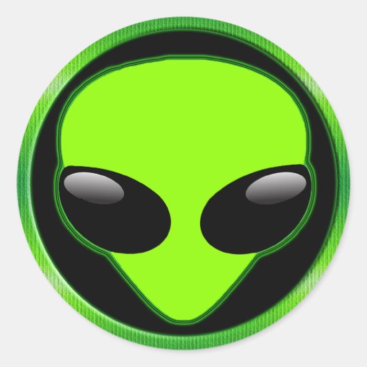 GREEN ALIEN HEAD RONDE STICKER (Voorkant)
