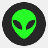 Green Alien Head Ronde Sticker (Voorkant)