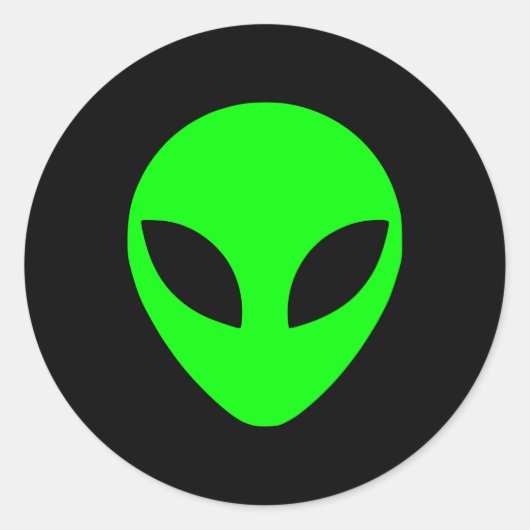 Green Alien Head Ronde Sticker (Voorkant)