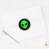 Green Alien Head Ronde Sticker (Envelop)