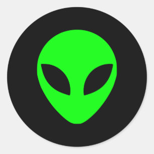 Green Alien Head Ronde Sticker