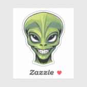 Green Alien Head Sticker (Vel)