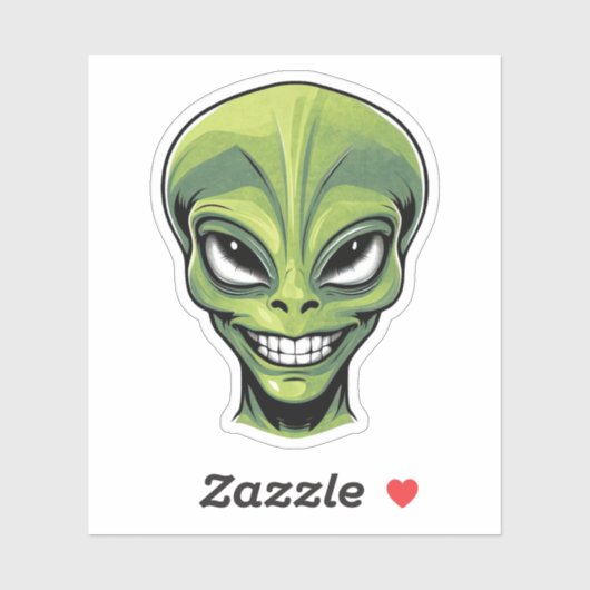 Green Alien Head Sticker (Vel)