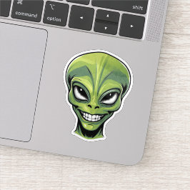 Green Alien Head Sticker