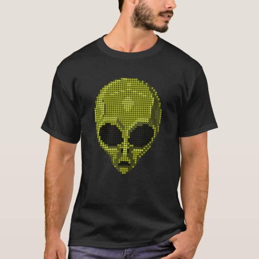 Green Alien Head T-Shirt – futuristisch en kosmisc (Voorkant)