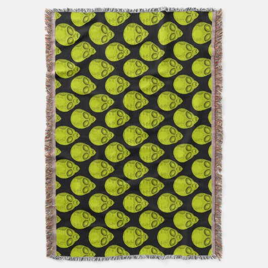 Green Alien Head Throw Blanket Deken (Voorkant Verticaal)