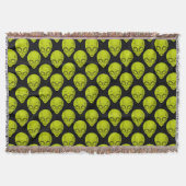 Green Alien Head Throw Blanket Deken (Voorkant)