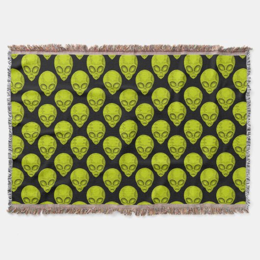 Green Alien Head Throw Blanket Deken (Voorkant)