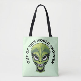 Green Alien Head Tote Bag