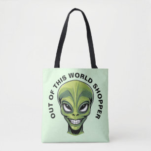 Green Alien Head Tote Bag