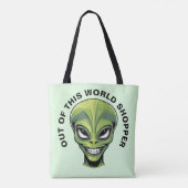 Green Alien Head Tote Bag (Achterkant)