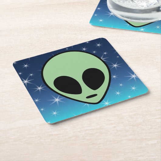 Green Alien Kartonnen Onderzetters (Schuin)