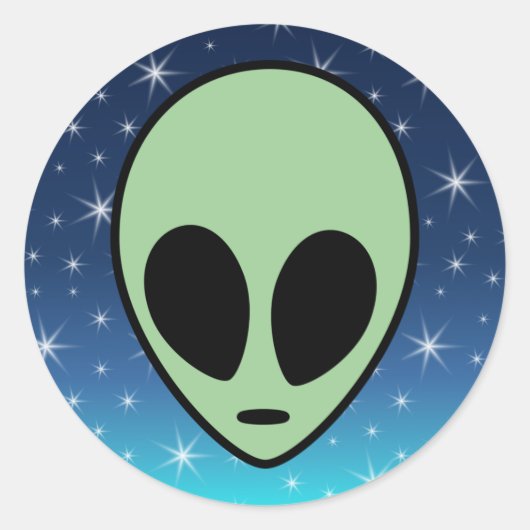 Green Alien Ronde Sticker (Voorkant)