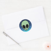 Green Alien Ronde Sticker (Envelop)
