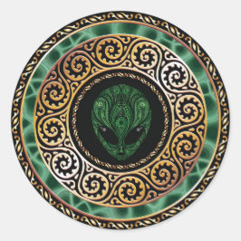 Green Alien Round Sticker